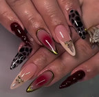 Press-On Nail Set Gold Embellished Reusable Gel Look