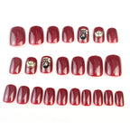Press-On Nail Set Gold Embellishments 28-Piece Easy Application
