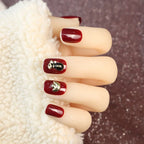 Press-On Nail Set Gold Embellishments 28-Piece Easy Application