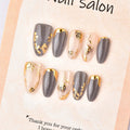 Press-On Nail Set Gold Floral Comfort Fit & Easy Application