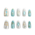 Press-On Nail Set Gold Foil Quick Apply & Reusable