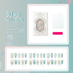 Press-On Nail Set Gold Foil Quick Apply & Reusable