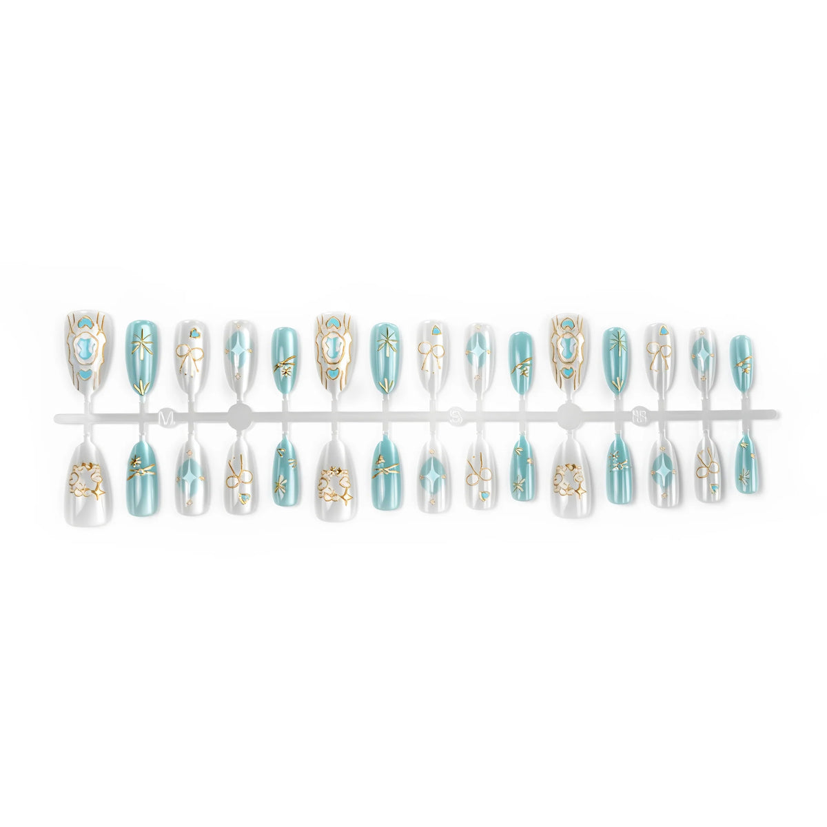 Press-On Nail Set Gold Foil Quick Apply & Reusable