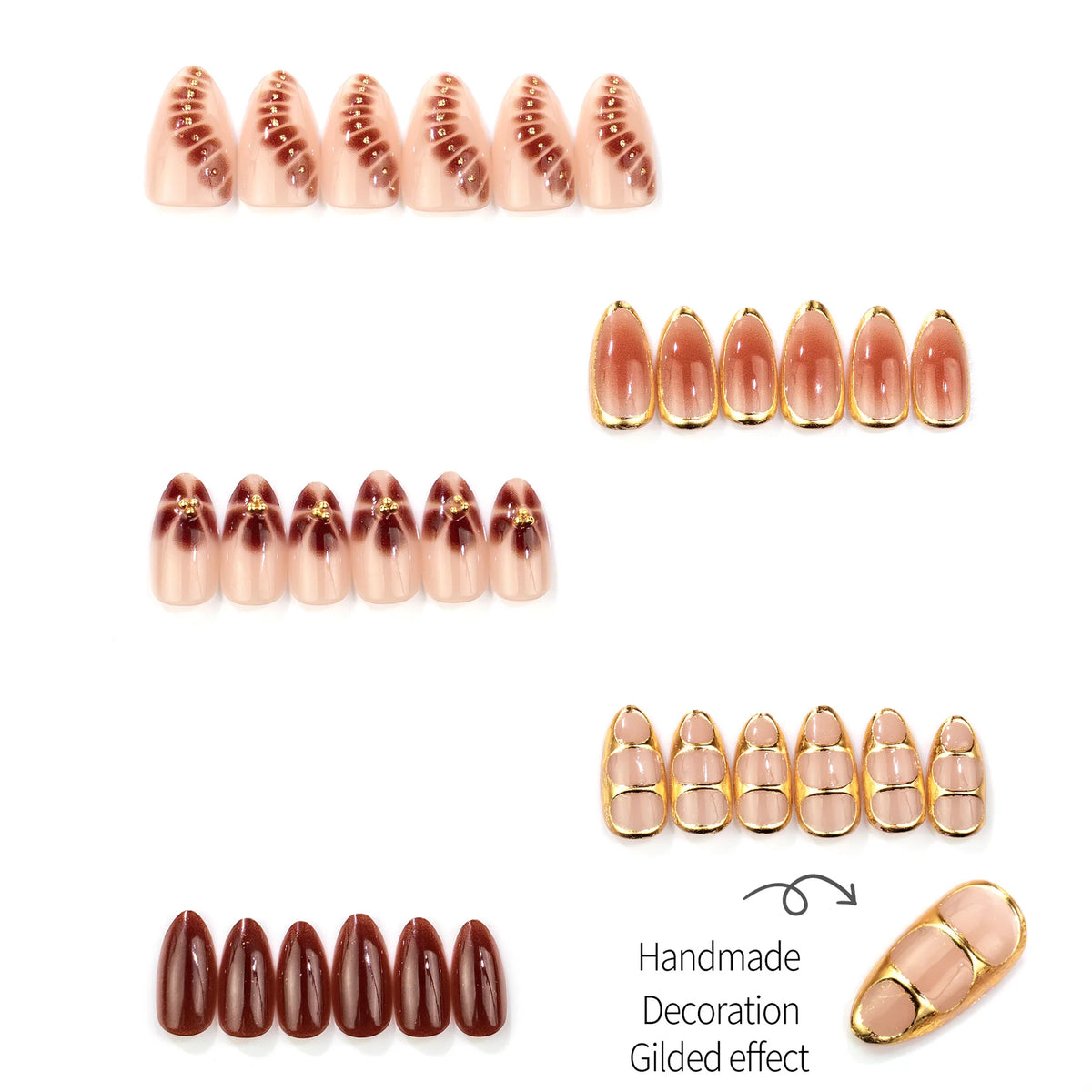 Press-On Nail Set Gold Foil Reusable Adhesive Tabs