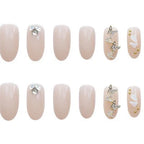 Press-On Nail Set Gold Gem-Accented Glue-Free