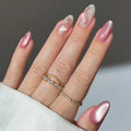 Press-On Nail Set Gold Leaf Accents Lightweight & Durable