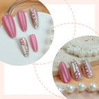 Press-On Nail Set Gold Leaf Accents Lightweight & Durable