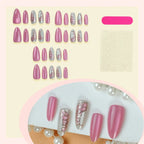 Press-On Nail Set Gold Leaf Accents Lightweight & Durable