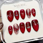 Press-On Nail Set Gold & Pearl Accents Long-Lasting Wear