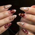 Press-On Nail Set Gold Rhinestone Accents & Easy Application