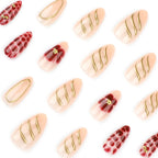 Press-On Nail Set Gold Rhinestone Accents & Easy Application