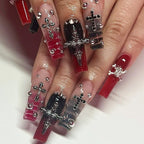 Press-On Nail Set Gothic Cross & Gradient Easy Apply