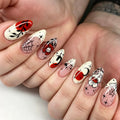 Press-On Nail Set Gothic Floral Teal Long-Lasting