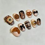 Press-On Nail Set Gourmet Designs Glossy Finish Multiple Sizes