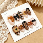 Press-On Nail Set Gourmet Designs Glossy Finish Multiple Sizes
