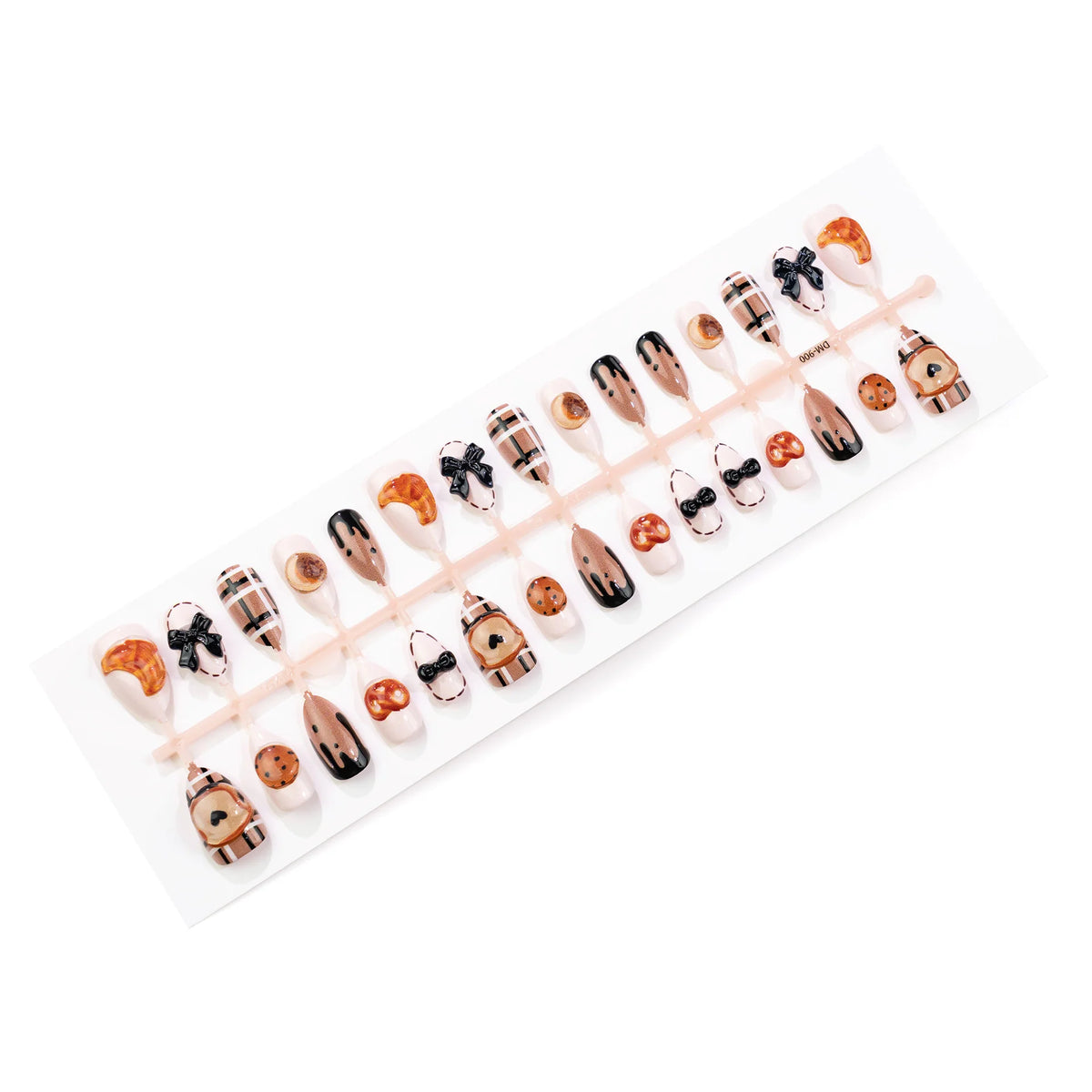 Press-On Nail Set Gourmet Designs Glossy Finish Multiple Sizes