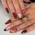 Press-On Nail Set Gradient & Animal Print Adhesive Film
