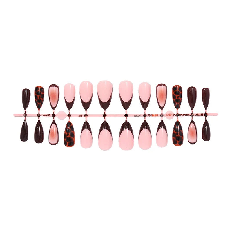 Press-On Nail Set Gradient & Animal Print Adhesive Film