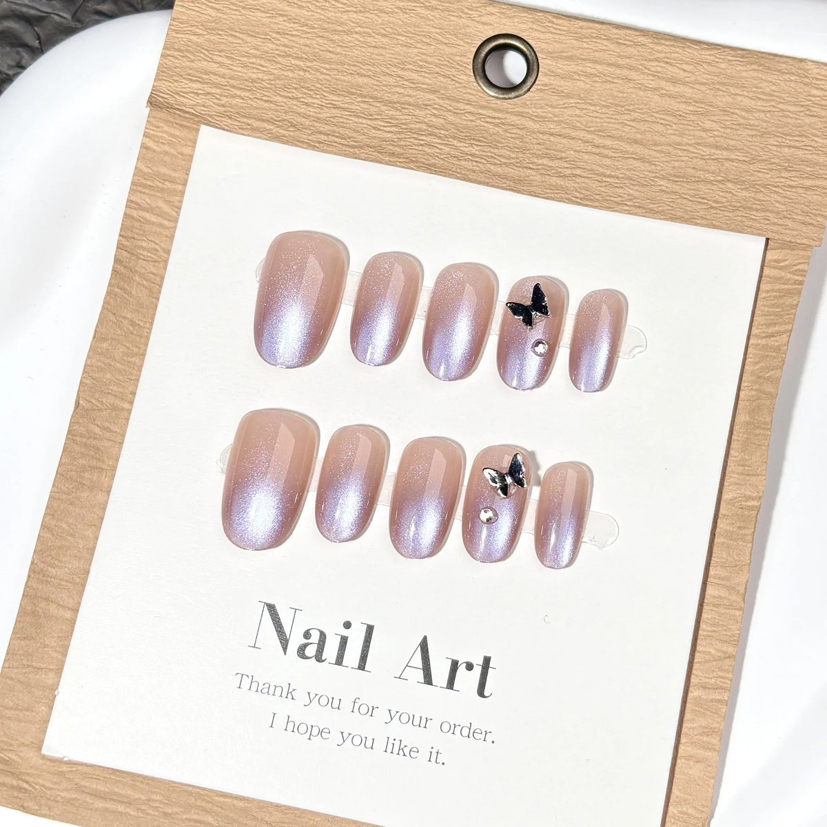 Press-On Nail Set Gradient Embellished Long-Lasting & Reusable