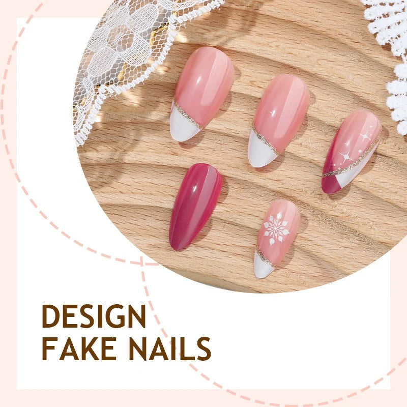 Press-On Nail Set Gradient & Floral With Adhesive Strips