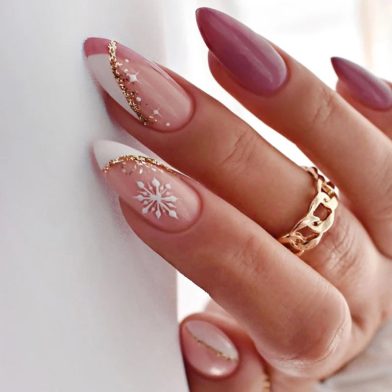 Press-On Nail Set Gradient & Floral With Adhesive Strips