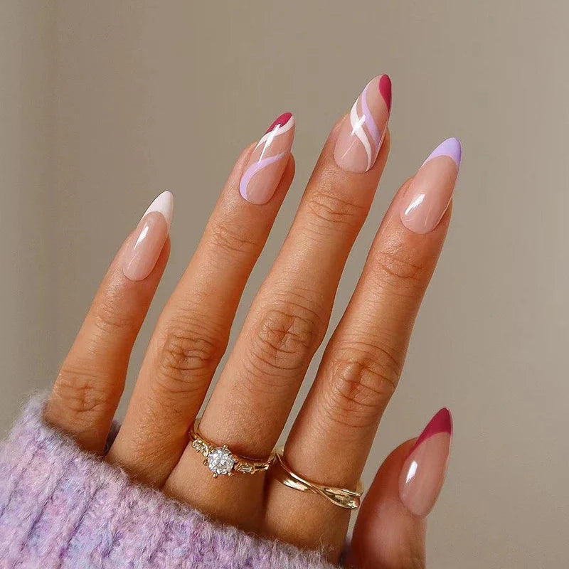 Press-On Nail Set Gradient & Geometric Easy Application