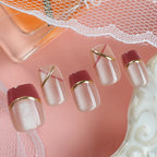 Press-On Nail Set Gradient & Gold Accents Easy Application