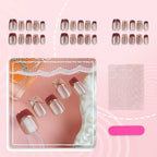 Press-On Nail Set Gradient & Gold Accents Easy Application