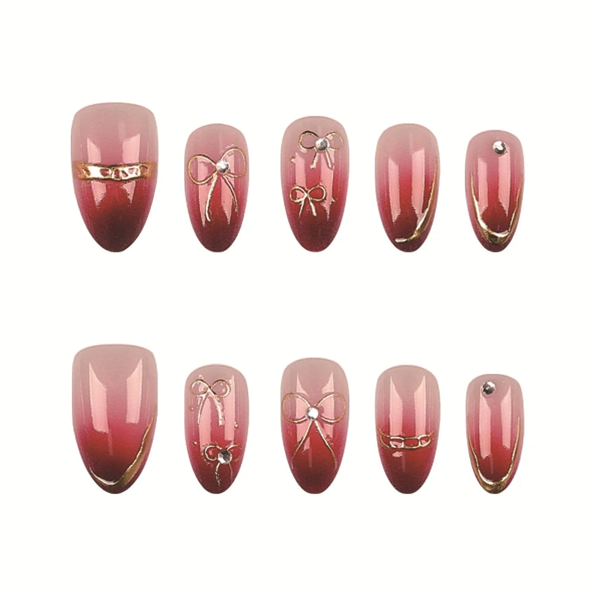 Press-On Nail Set Gradient Marble Pre-Applied Adhesive