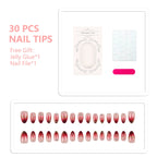 Press-On Nail Set Gradient Marble Pre-Applied Adhesive