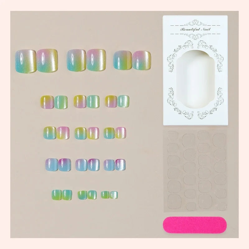 Press-On Nail Set Gradient Ombre Durable & Flexible