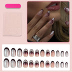 Press-On Nail Set Gradient Ombre & Glitter Easy Application