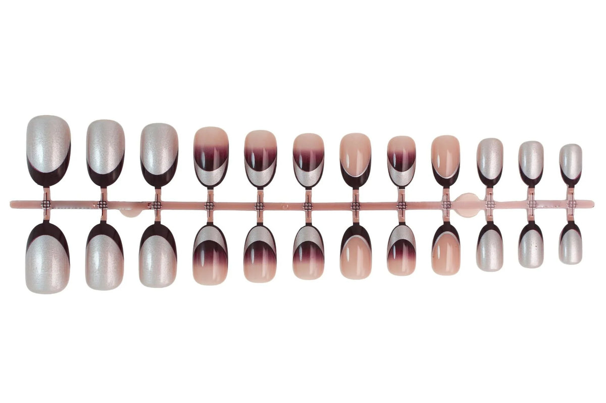 Press-On Nail Set Gradient Ombre & Glitter Easy Application