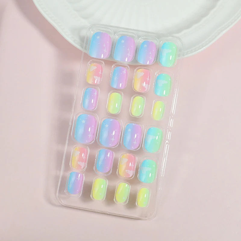 Press-On Nail Set Gradient Ombre Reusable 24-Piece