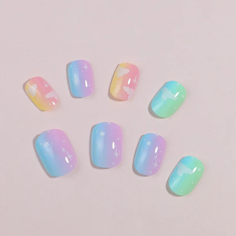 Press-On Nail Set Gradient Ombre Reusable 24-Piece