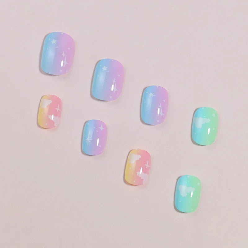 Press-On Nail Set Gradient Ombre Reusable 24-Piece