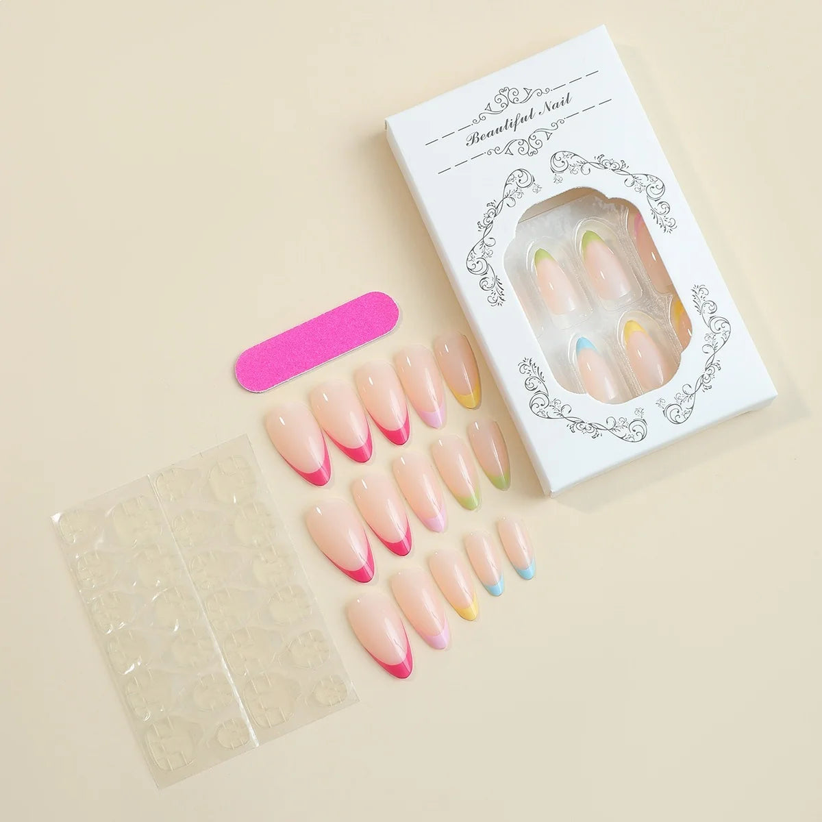 Press-On Nail Set Gradient Ombre Tips Adhesive Tabs