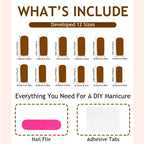 Press-On Nail Set Gray Embellished Designs Adhesive Tabs