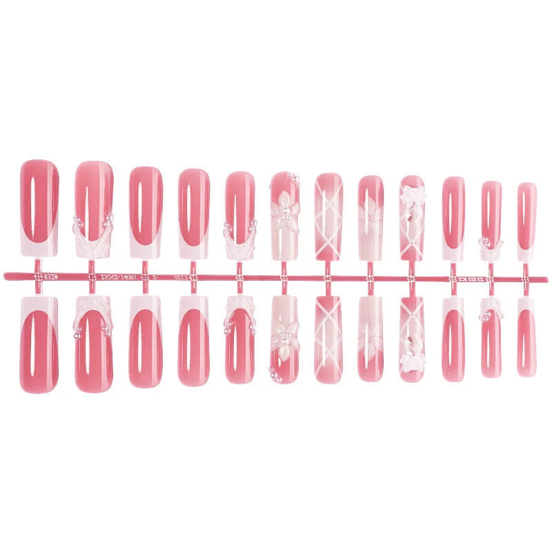 Press-On Nail Set Gray Embellished Designs Adhesive Tabs