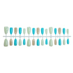 Press-On Nail Set Green & Turquoise Glossy Finish