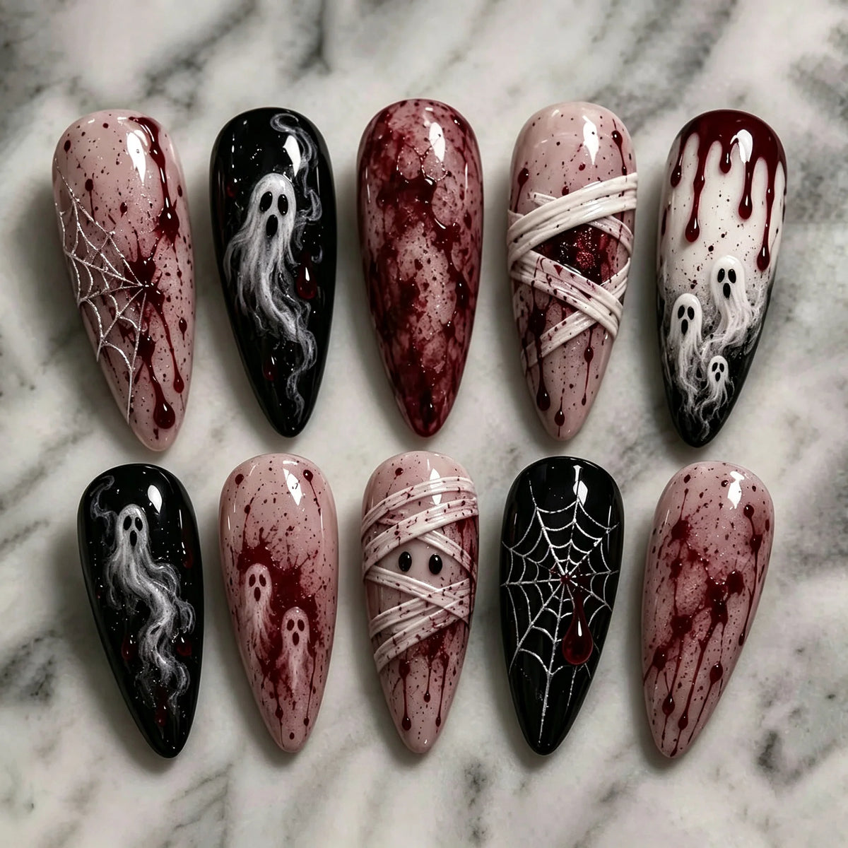 Press-On Nail Set Halloween Designs Easy Application