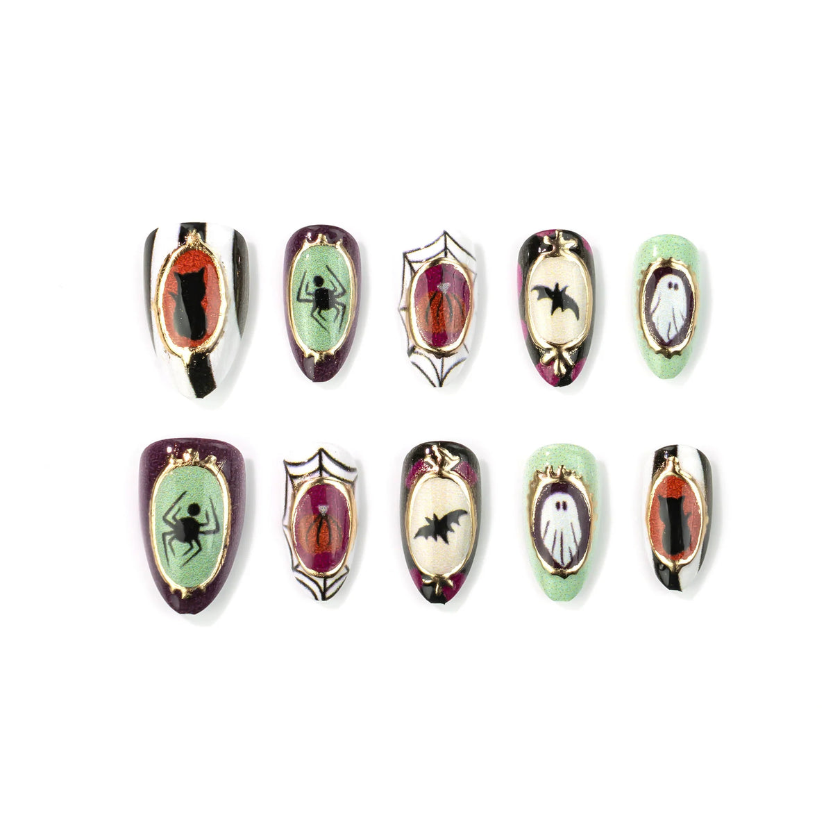Press-On Nail Set Halloween Designs Easy Apply & Long-Lasting