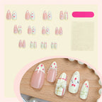 Press-On Nail Set Hand-Crafted Floral Accents