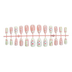 Press-On Nail Set Hand-Crafted Floral Accents