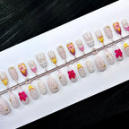 Press-On Nail Set Hand-Crafted Floral & Easy Application