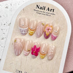 Press-On Nail Set Hand-Crafted Floral & Easy Application
