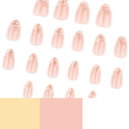 Press-On Nail Set Hand-Drawn Floral Gold Accents Glossy Finish