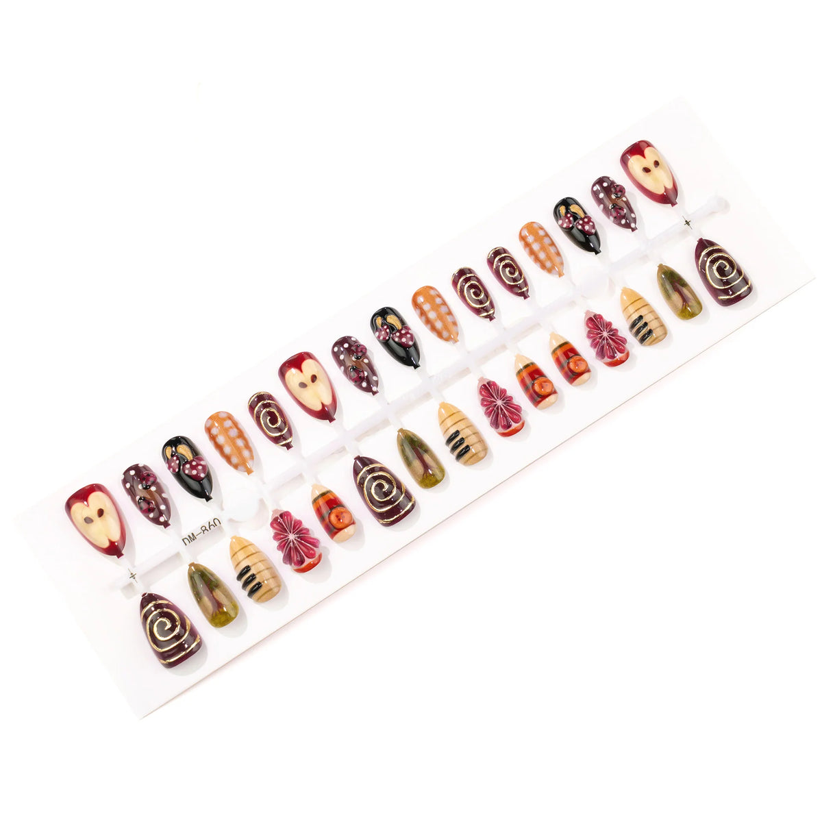 Press-On Nail Set Hand-Painted Adhesive Included