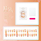 Press-On Nail Set Hand-Painted Floral Acrylic Comfortable Fit