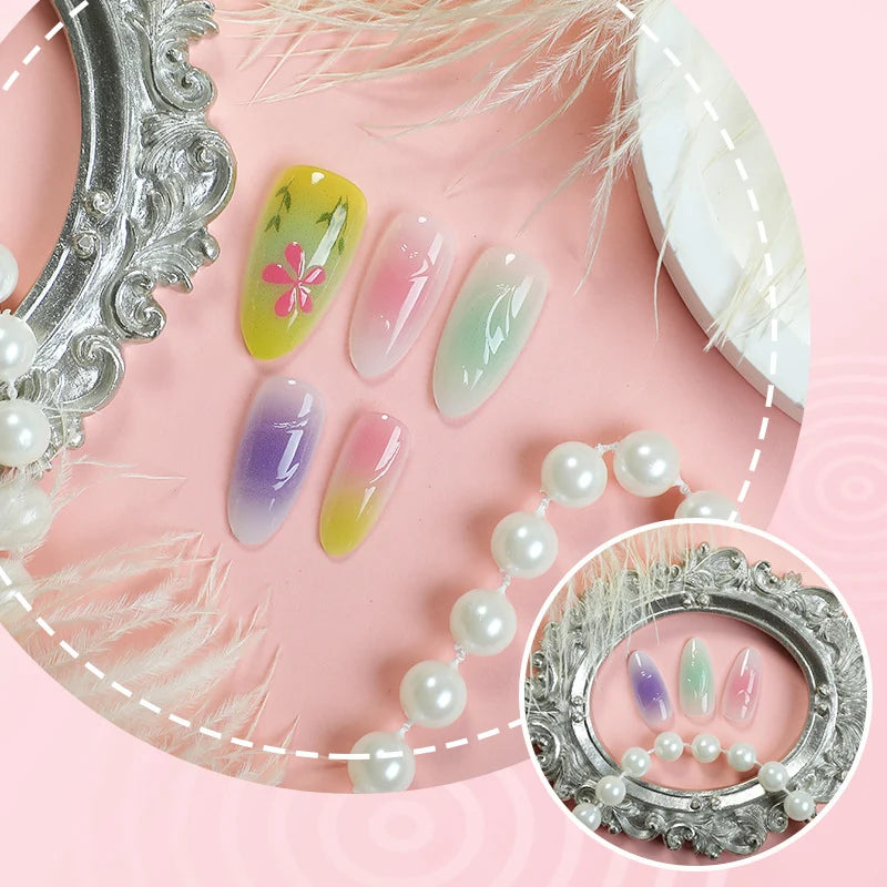 Press-On Nail Set Hand-Painted Floral & Application Kit